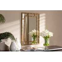 Baxton Studio RXW-8008 Adra Modern and Contemporary Gold Finished Bamboo Accent Wall Mirror